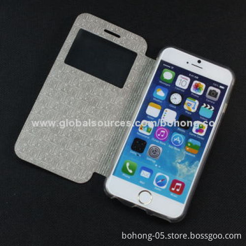 "十”press grain leather holder case with bottom PU for iPhone 6